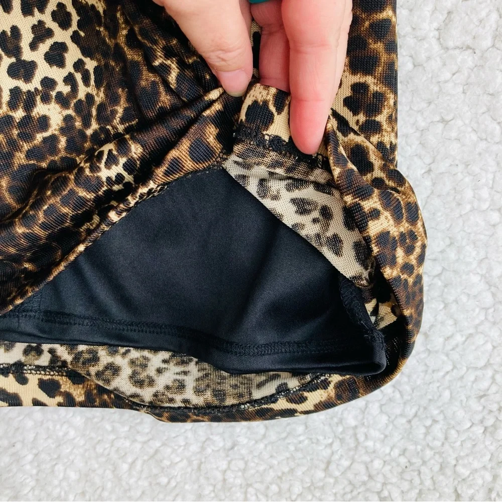 Carmen Marc Valvo leopard print long sleeve jersey knit bodycon midi dress, Sz M - Picture 16 of 16